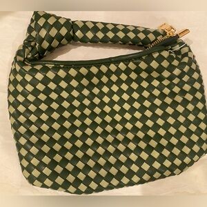 Melie Bianco Brigitte MINI Satchel handbag purse Woven Knot GREEN check Edition
